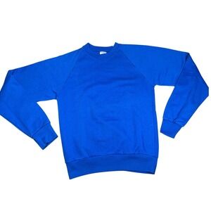 Vintage 70s/80s Sweatshirt Belton Mens‎ Small Blue Raglan Blank Made in USA